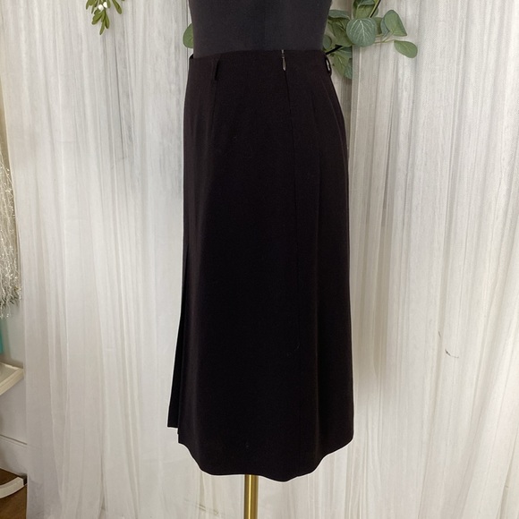 Vintage Jaeger skirt 100% wool dark brown, A-line! 1 pleat front & back! Size 8 - Picture 6 of 16